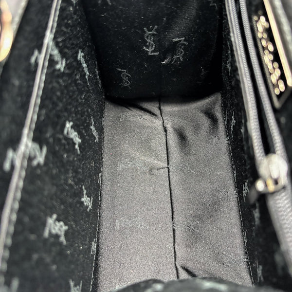 Saint Laurent Black Satin Tote Bag Vertical Stripes (Like new) 63BTXDG