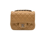 Load image into Gallery viewer, CHANEL Mini Rectangle Classic Flap Lambskin Dark Beige (Like New)
