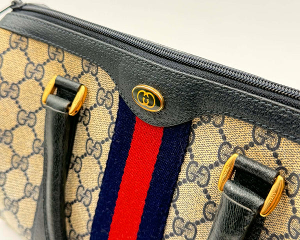 Gucci Boston Handbag GG monogram Canvas Leather (Pre-owned) KT4KWC3