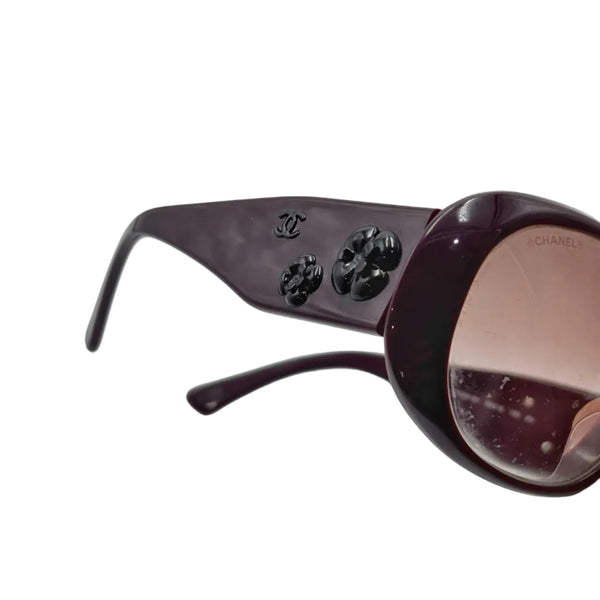 Chanel Vintage Cocomark Camellia Sunglasses Purple Eyewear (Pre-owned)