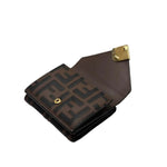 Load image into Gallery viewer, Fendi FF Diamonds Wallet Brown and black FF leather Wallet (Like new) 26HGV2M
