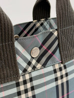 Load image into Gallery viewer, Burberry Blue Label Nova Check Mini Tote Bag in Light Bue Canvas (preowned)
