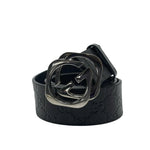 Load image into Gallery viewer, Gucci Black Guccissima Leather Square Interlocking G Buckle Belt 90CM (Pre-owned)
