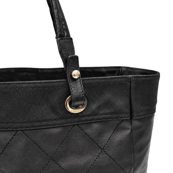 Chanel Black Coated Canvas Paris-Biarritz Grand Shopping Tote Bag (Pre-owned)