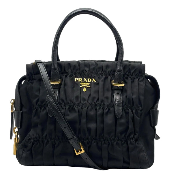 Prada Nylon Gaufre Black Handbag Black (Pre-owned) 47BG9W8