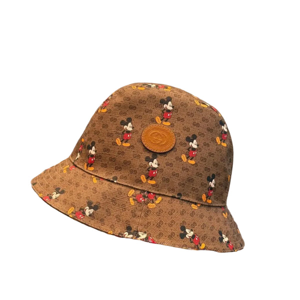 Gucci x Disney Mini Vintage GG Supreme Monogram Mickey Mouse Bucket Hat M Ebony