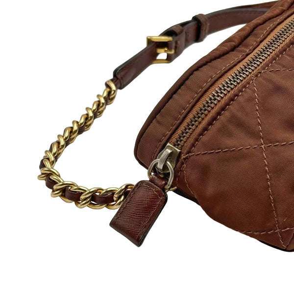 Prada Brown Nylon Small Shoulder Bag (Pre-owned)