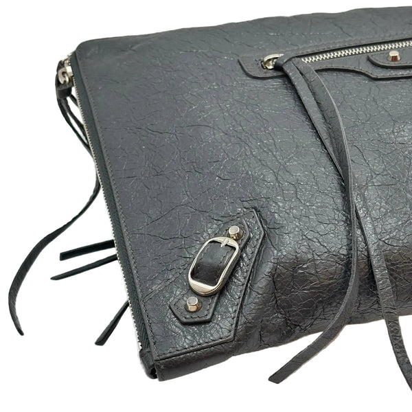 Balenciaga Grained Chevre Leather Metallic Edge Flat Clutch Bag (Like new) KKMJWBR