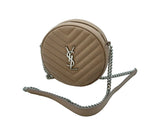 Load image into Gallery viewer, Saint Laurent Monogram Round Vinyl Camera Bag Brown Beige (Like New)
