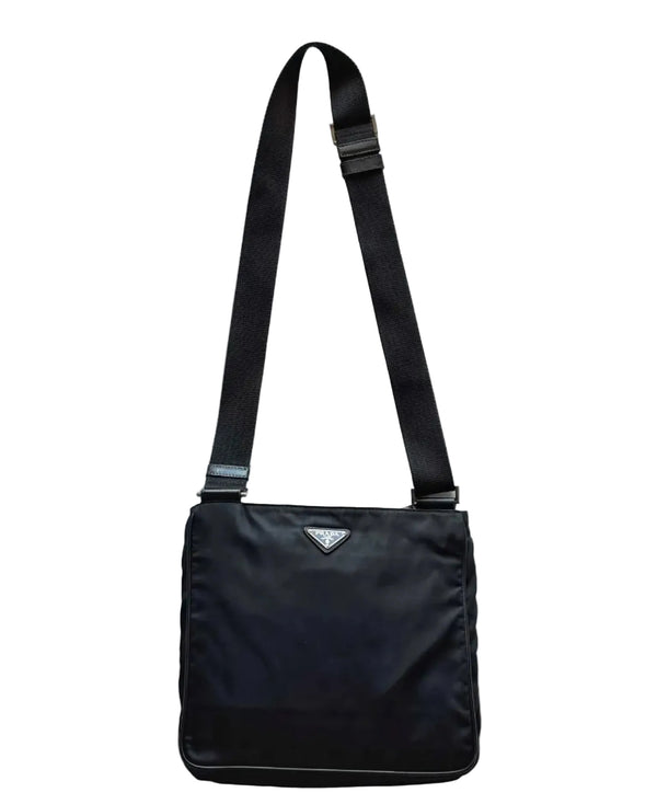 Prada Black Nylon Buckle Flap Messenger (Pre-owned) GHQJC3C