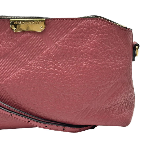 Burberry Red Signature Grain Check Embossed Leather Peyton Crossbody Bag (Pre-owned) 6YWG7K4
