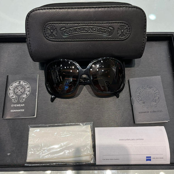 Chrome Hearts sunglasses DISFUNCTIONAL Black/Pink Leather Temple w/Case (Like new)