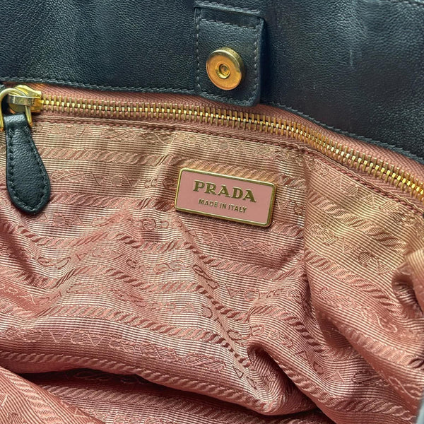 Prada Black Vela Nylon Bow Tote Bag MV1 (Pre-owned) 34H2J27