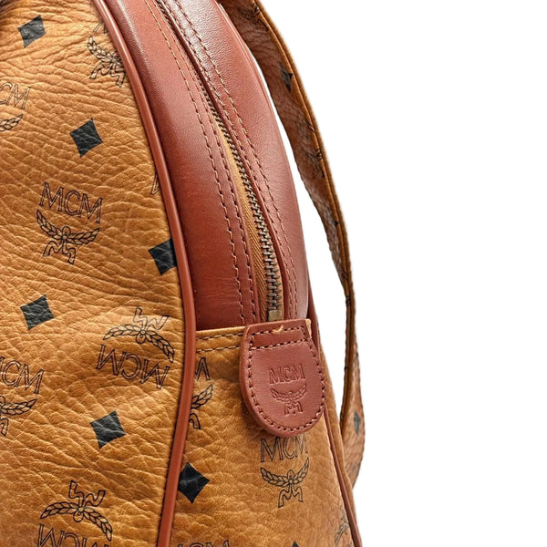 MCM Vicetos Logogramm Tote Bag PVC Leather Brown Gold Auth (Pre-owned)