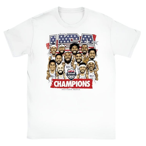 Usa Men's Basketball 2024 Summer Olympics Gold Medal Team Shirt White