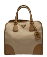 Load image into Gallery viewer, Prada Convertible Tote Canvas And Saffiano Leather Large Satchel (Pre-owned) QMBWT74
