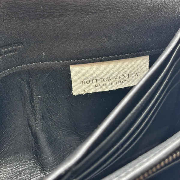 Bottega Veneta Black Intrecciato Woven Nappa Leather Continental Wallet (Pre-owned)