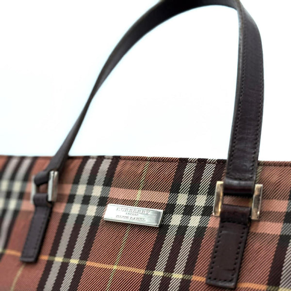 Burberry Blue Label Nova Check Mini Tote Bag with Brown Leather Trim (Like new)