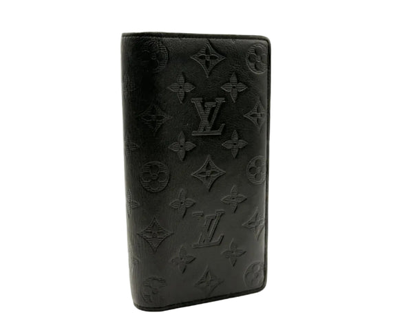 Louis Vuitton Brazza Wallet Black Monogram Shadow Calf Leather (Like new)