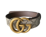 Load image into Gallery viewer, Gucci Beige/Brown GG Supreme Canvas and Leather GG Marmont Buckle Belt sz65 BRANDNEW
