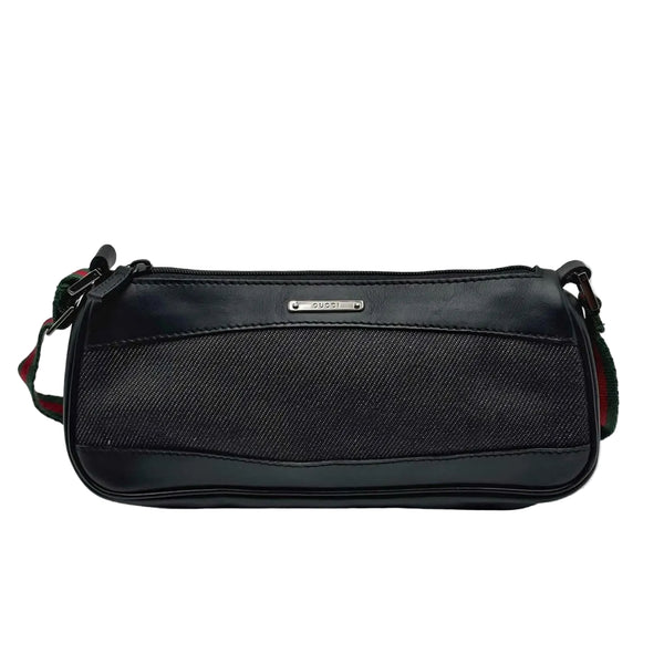 Gucci Denim Web Shoulder Bag (Pre-owned)