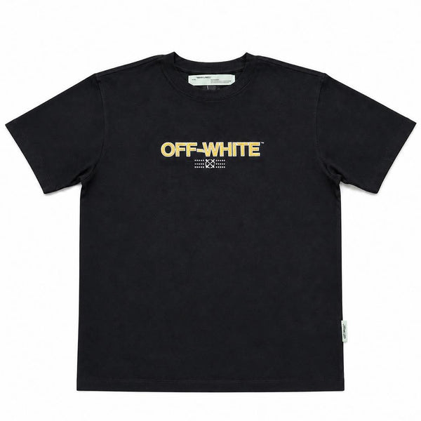 Off-White Couple Arrow Embroidery Rhinestone Short Sleeve T-shirt Black