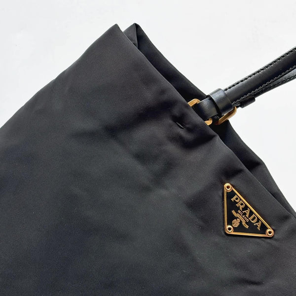 Prada Shopping Tote Bag Nylon Black Gold (Pre-owned) 29H47JX