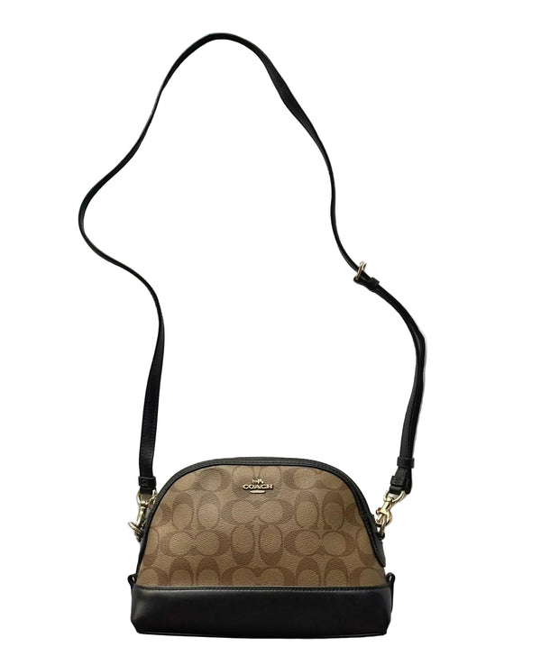 Coach Dome Brown/Black Signature Coated Canvas Crossbody Bag (Pre-owned)