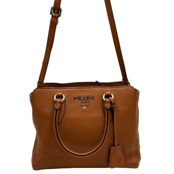 Prada Brown Vitello Phenix Convertible Tote Bag (Pre-owned)
