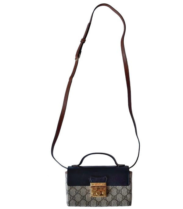 Gucci  Mini Padlock Top Handle Shoulder Bag GG Supreme Canvas (Like new) 7J9GKH8
