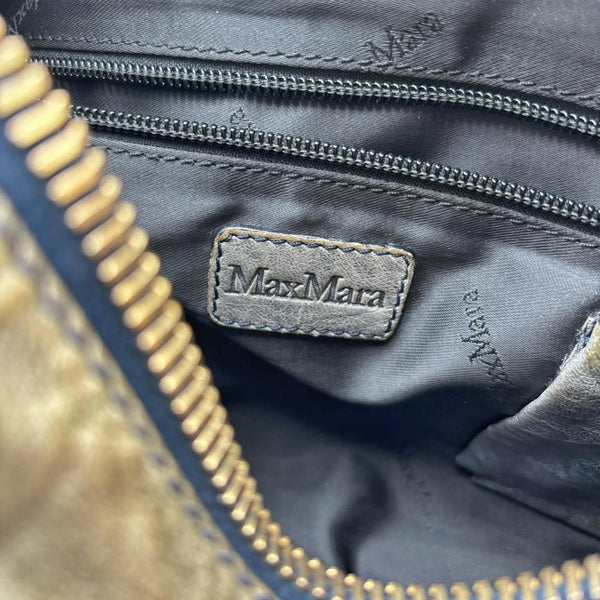 Max Mara Olive Green Leather Shoulder Bag (Pre-owned)