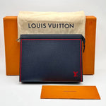 Load image into Gallery viewer, Louis Vuitton Taiga Pochette Voyage Pouch Red Multiple Colors Navy Blue Leather (Like new) CVMG4B2
