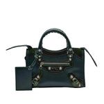 Load image into Gallery viewer, Balenciaga Classic Mini City Dark Green Leather and Patent Leather Bag (Pre-owned) 6C6VC4K
