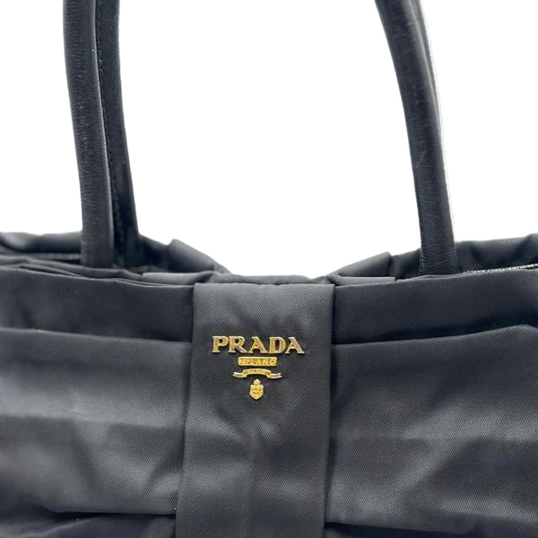 Prada Black Vela Nylon Bow Tote Bag MV1 (Pre-owned) 34H2J27