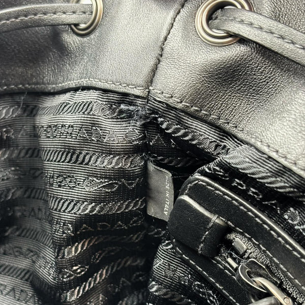 Prada Leather Backpack With Nylon Trim Black (Pre-owned) GCH9KMM
