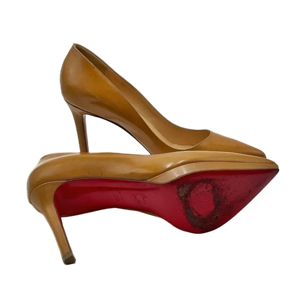 Christian Louboutin Camel Jazz Calf Leather Decollete 868 100 Pumps (Pre-owned)
