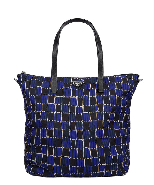 Prada Blue Tessuto Stampato Satchel Pony Style (Like new) RMVTHW4