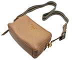 Load image into Gallery viewer, Prada Beige Vitello Daino Leather Double Zip Camera Crossbody Bag (Like new) Y3986RX
