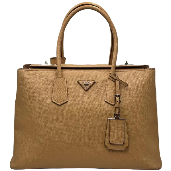 Prada Caramel Saffiano Lux Leather Twin Tote Bag (Pre-owned) HJTX82W