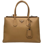 Load image into Gallery viewer, Prada Caramel Saffiano Lux Leather Twin Tote Bag (Pre-owned) HJTX82W
