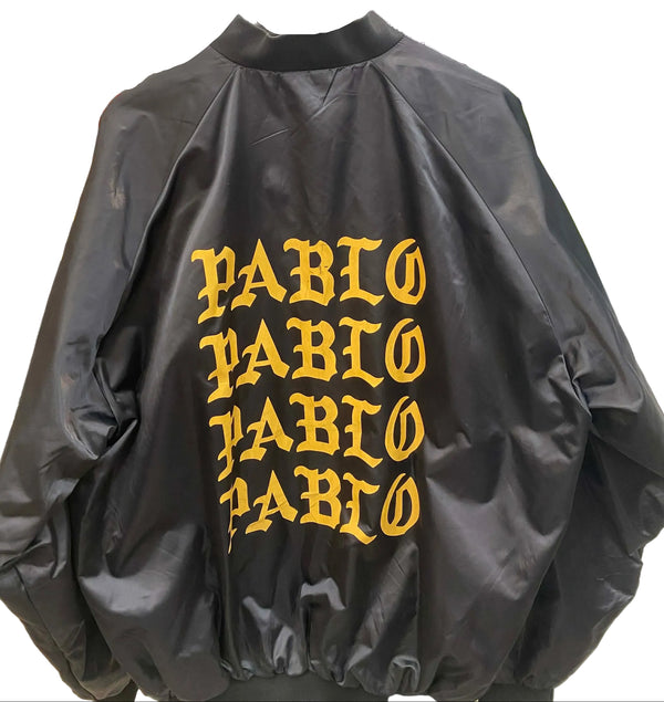 Kanye West Pablo Pop-Up Satin Bomber Jacket Black