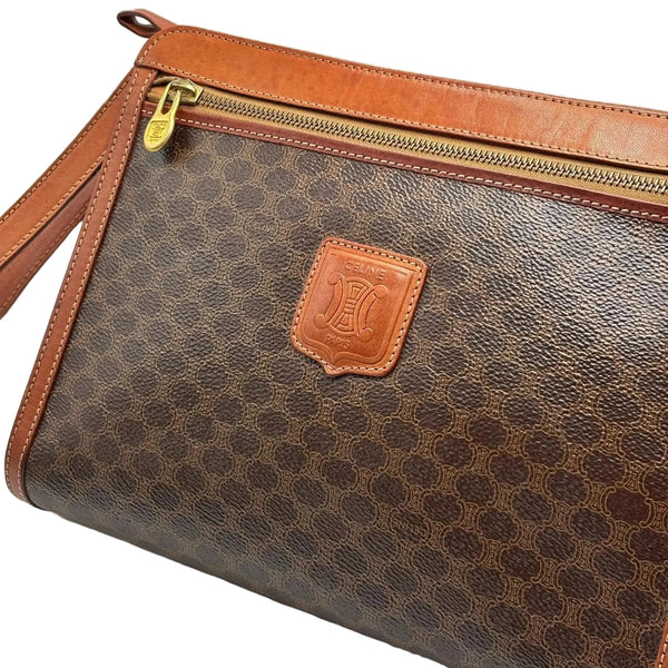 Celine Vintage Pouch Brown Monogram Canvas and Natural Leather (Pre-owned)