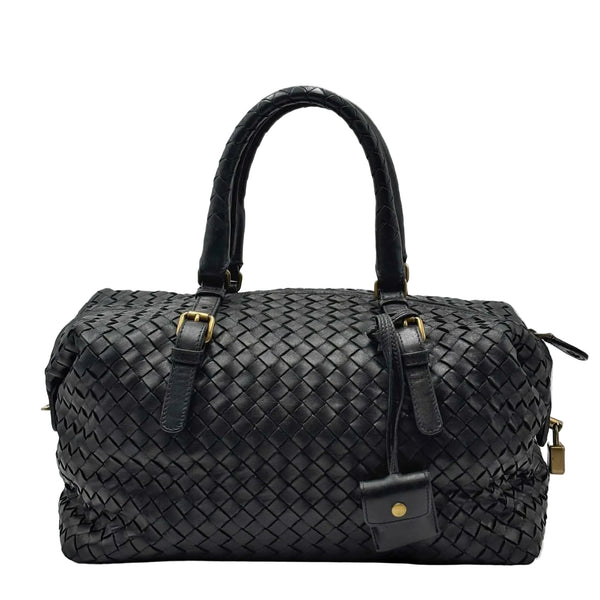 Bottega Veneta Black Intrecciato Woven Nappa Leather Montaigne Satchel Bag (Pre-owned) HCQ79BT