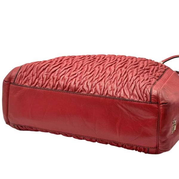 Coach Madison Gathered Twist Leather Madeline Satchel Vermillion Red (Pre-owned)