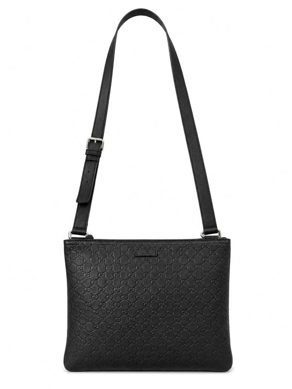 Gucci Guccissima Medium Flat Messenger Bag Black (Pre-owned) VQRVY3T