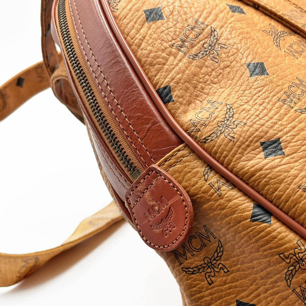 MCM Vicetos Logogramm Tote Bag PVC Leather Brown Gold Auth (Pre-owned)
