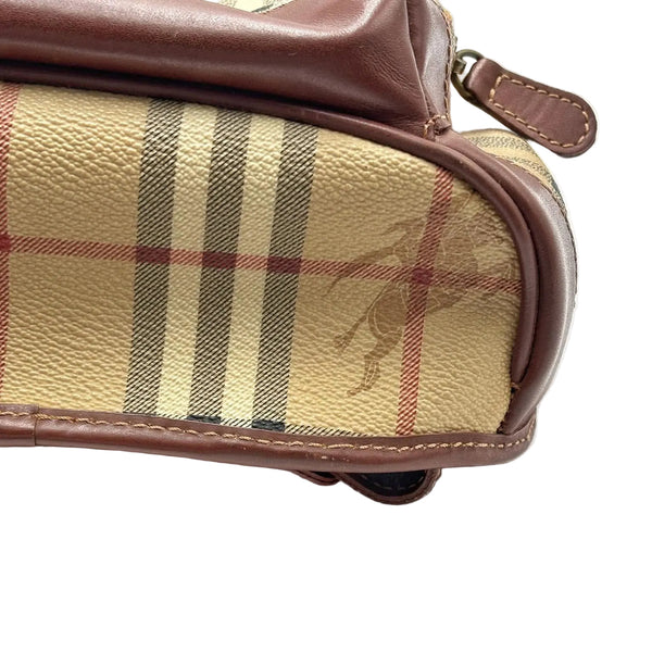 Burberry Brown Haymarket Check Leather Backpack (Pre-owned)