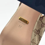 Load image into Gallery viewer, Gucci Monogram  Scamosciato Horsebit Platform Slingback Mules Beige Ebony New Acero (Fitted)
