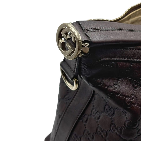 Gucci Dark Brown Guccissima Leather Miss GG Hobo (Pre-owned) KMTDHRG