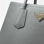 Load image into Gallery viewer, Prada Medium Saffiano Leather Double Prada Bag Grey (Pre-owned) GJ9V8BY
